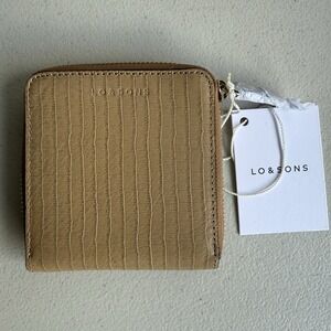 Lo & Sons Mallorca Small Wallet‎ Mini Embossed Croc Leather Dark Tan/Gold/Camel